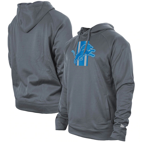 Men's Detroit Lions Gray New Era Training Camp Raglan Pullover Hoodie Men's Detroit Lions Gray New Era Training Camp Raglan Pullover Hoodie
